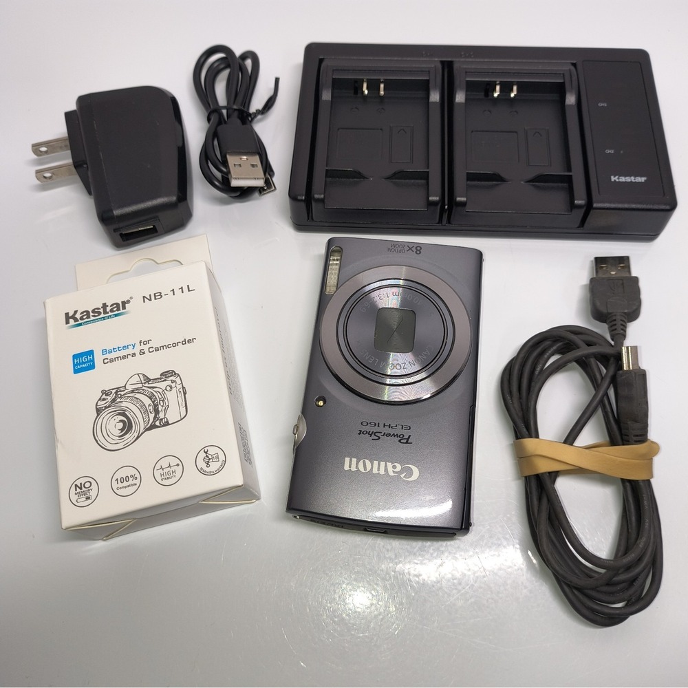Canon PowerShot ELPH 160 Digital Camera PC2197 Grey Silver W Battery & Charger